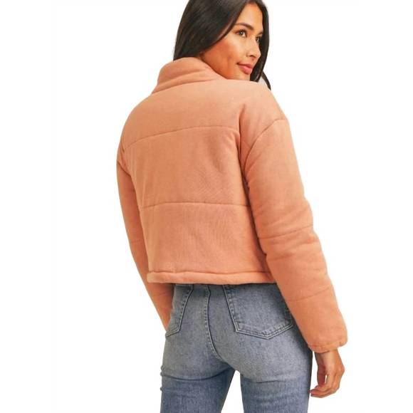 NEW SAGE THE LABEL ariel knit quilting jacket in apricot - Picture 3 of 3